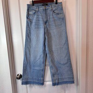 Gap High Rise Wide Leg Crop Jeans Women 10/30R Blue Raw Hem Casual Raw Hem